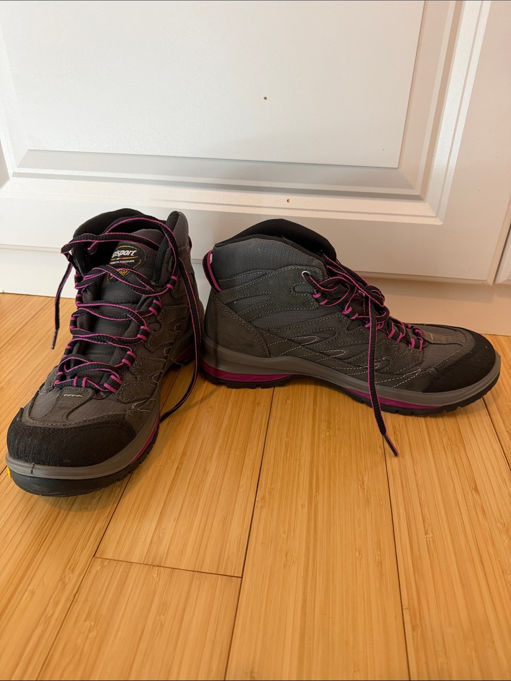 Sporto Gray and Pink Lace-Up Women's Hiking Boots